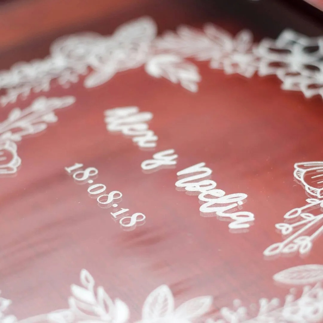 Grabado tapa de cristal para boda